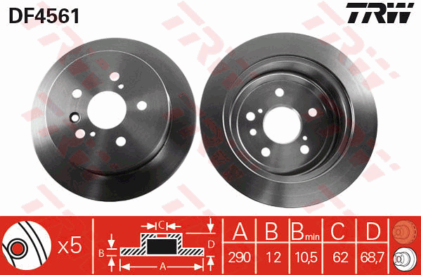 TRW Brake Rotor Rear DF4561S
