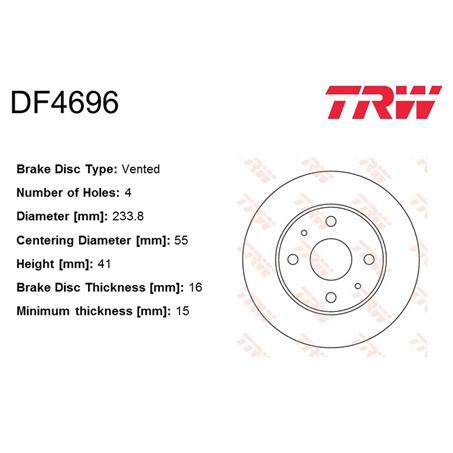 TRW Brake Rotor 233.8mm Front DF4696S