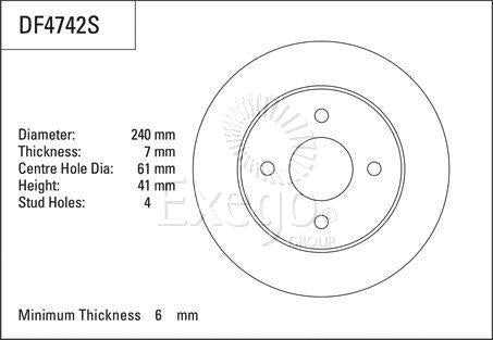 TRW Brake Rotor 240mm Rear DF4742S