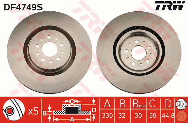 TRW Brake Rotor Front DF4749S