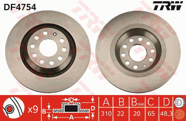 TRW Brake Rotor Rear DF4754S