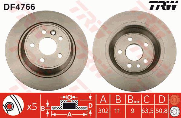 TRW Brake Rotor Rear DF4766S