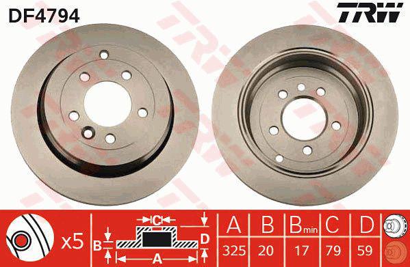 TRW Brake Rotor Rear DF4794S