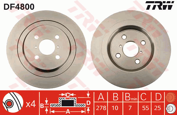 TRW Brake Rotor DF4800S