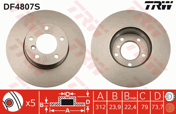 TRW Brake Rotor Front DF4807S