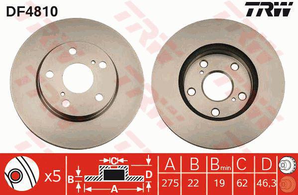 TRW Brake Rotor Front DF4810S