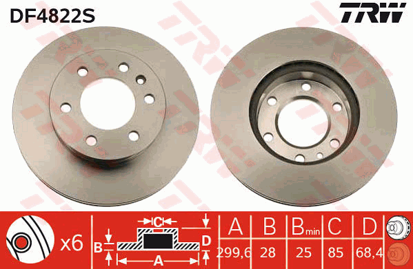 TRW Brake Rotor Front DF4822S
