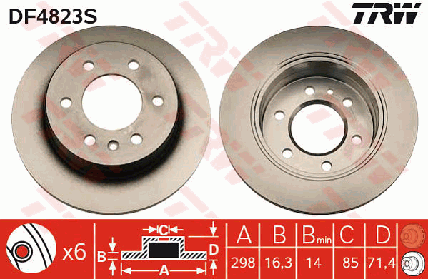 TRW Brake Rotor Rear DF4823S