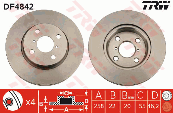 TRW Brake Rotor DF4842S