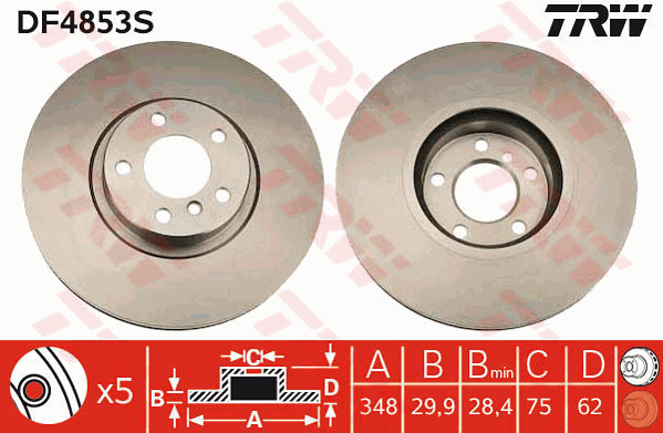 TRW Brake Rotor Front DF4853S