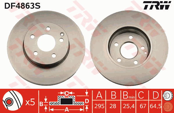 TRW Brake Rotor Front DF4863S