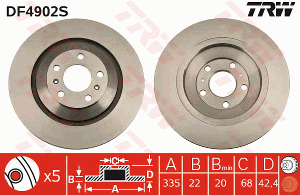 TRW Brake Rotor Rear DF4902S
