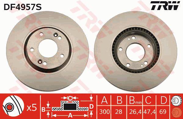 TRW Brake Rotor Front DF4957S