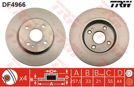 TRW Brake Rotor 257.9mm Front DF4966S