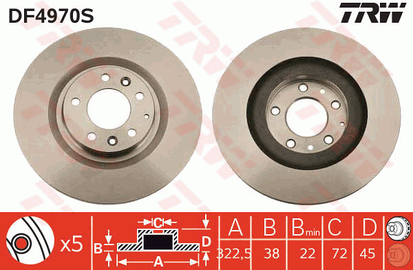 TRW Brake Rotor Front DF4970S