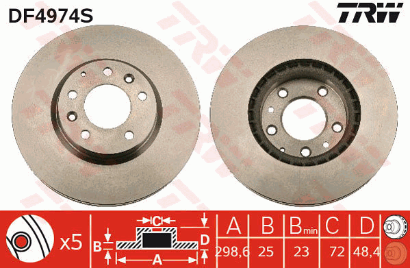 TRW Brake Rotor Front DF4974S