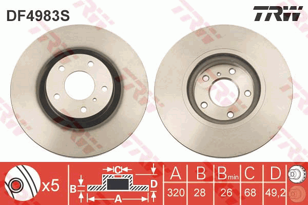 TRW Brake Rotor Front DF4983S