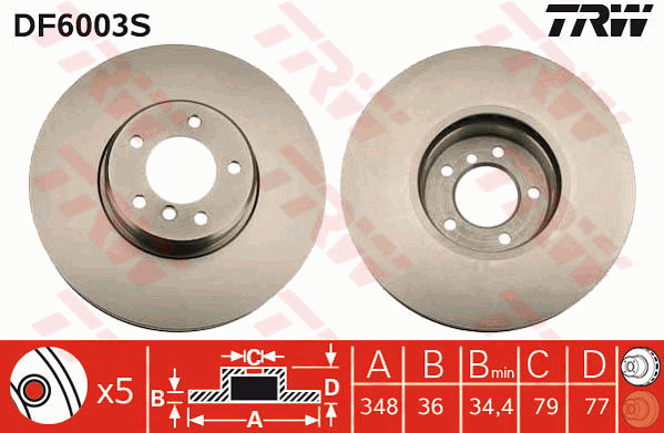 TRW Brake Rotor Front DF6003S