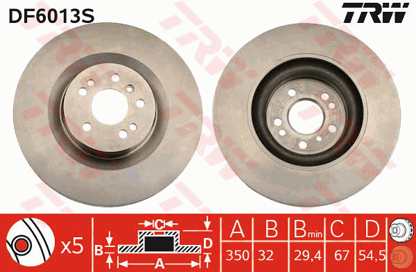 TRW Brake Rotor Front DF6013S