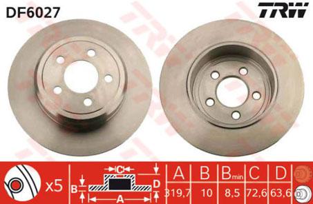 TRW Brake Rotor 320mm Rear DF6027S
