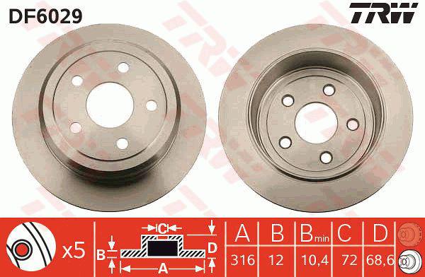 TRW Brake Rotor Rear DF6029S