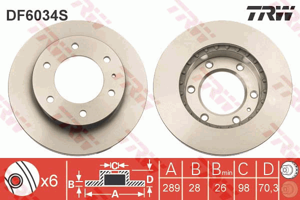 TRW Brake Rotor Front DF6034S
