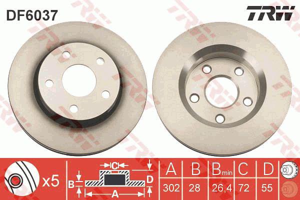 TRW Brake Rotor Front DF6037S