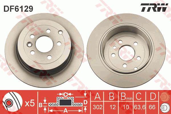 TRW Brake Rotor Rear DF6129S