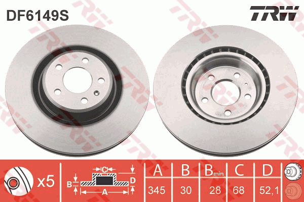 TRW Brake Rotor 345mm Front DF6149S