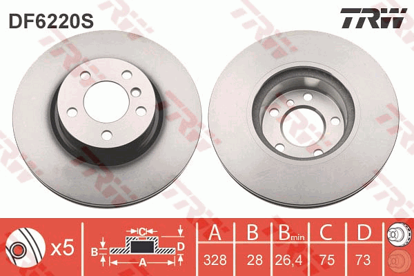 TRW Brake Rotor Front DF6220S