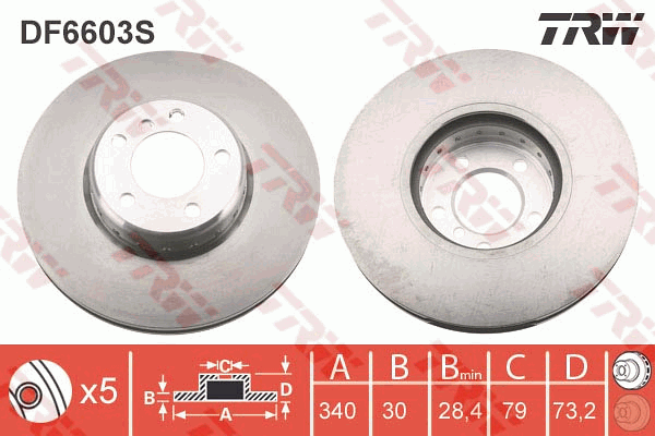 TRW Brake Rotor Front DF6603S