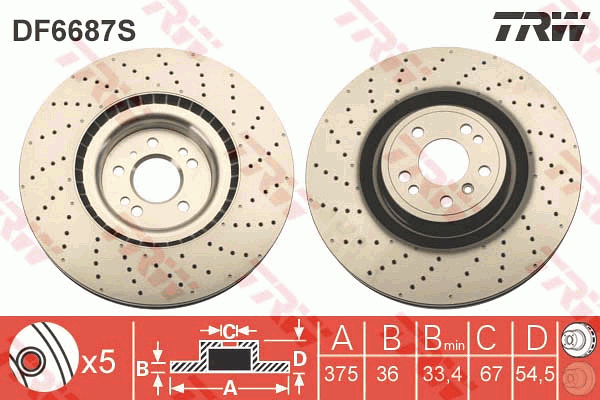 TRW Brake Rotor Front DF6687S