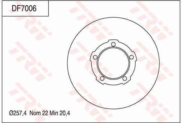 TRW Brake Rotor 257.4mm Front DF7006S