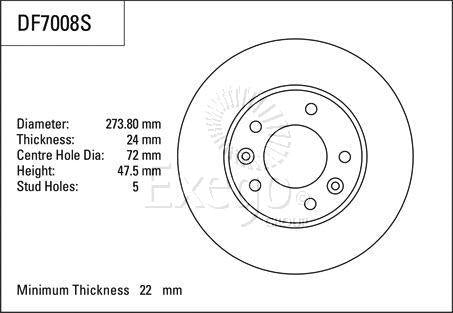 TRW Brake Rotor 274mm Front DF7008S