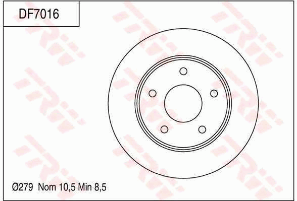 TRW Brake Rotor 279mm Rear DF7016S