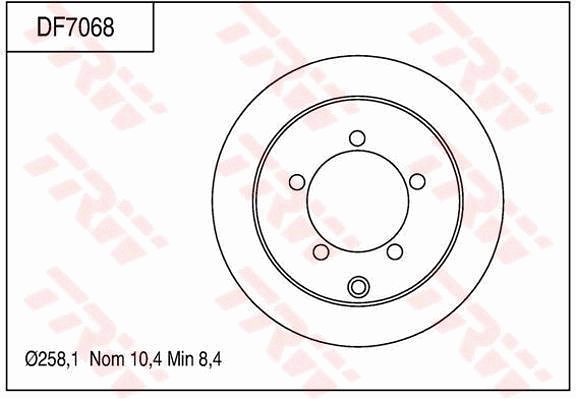 TRW Brake Rotor Single 258.1mm Rear DF7068S