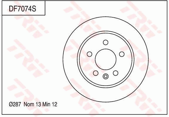 TRW Brake Rotor 287mm Rear DF7074S