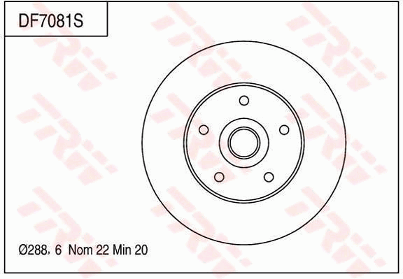 TRW Brake Rotor 288.6mm Front DF7081S