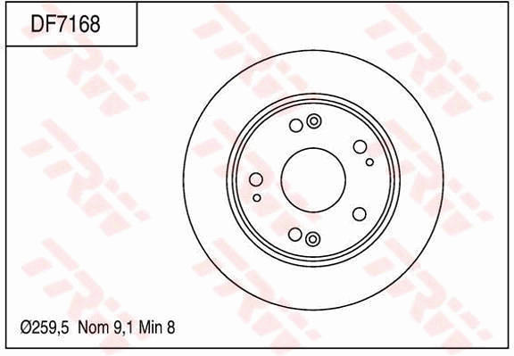 TRW Brake Rotor 259.5mm Rear DF7168S