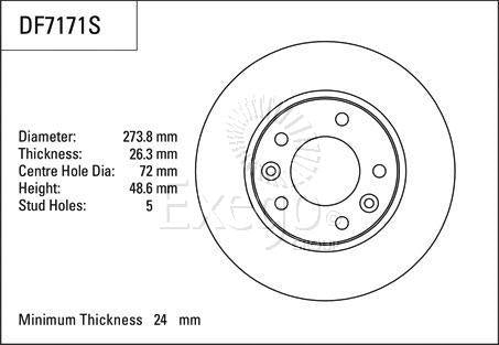 TRW Brake Rotor 273.8mm Front DF7171S