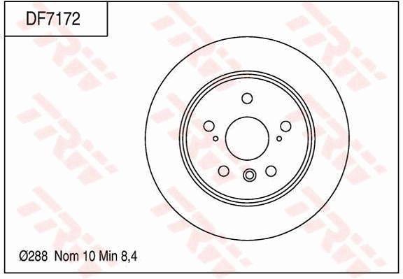 TRW Brake Rotor 288mm Rear DF7172S