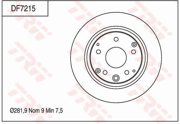 TRW Brake Rotor 281.9mm Rear DF7215S