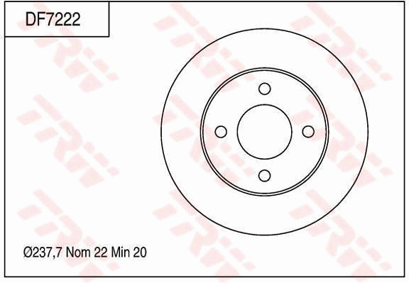 TRW Brake Rotor 237.7mm Front DF7222S
