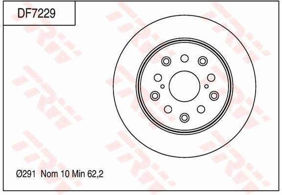 TRW Brake Rotor 291mm Rear DF7229S