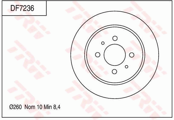 TRW Brake Rotor Single 260mm Rear DF7236S