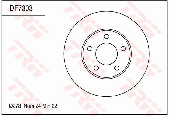 TRW Brake Rotor 278mm Front DF7303S