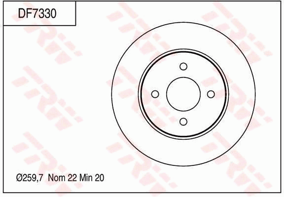 TRW Brake Rotor Single 259.7mm Front DF7330S