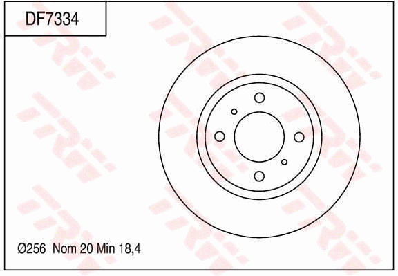 TRW Brake Rotor 256mm DF7334S
