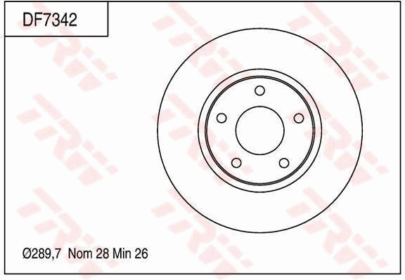 TRW Brake Rotor 289.7mm Front DF7342S