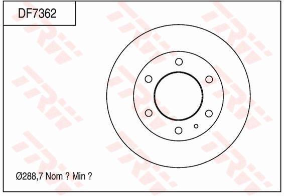TRW Brake Rotor 288.7mm Front DF7362S